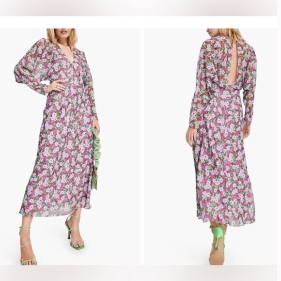 ASOS Dresses & Skirts - ASOS Floral V-Neck Batwing Midi Dress